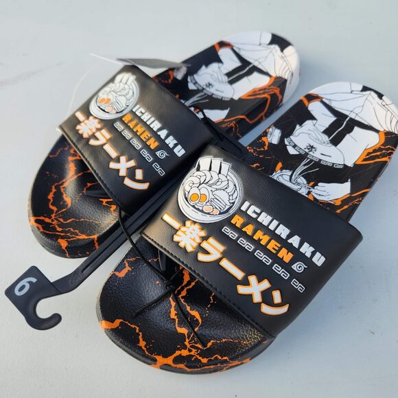 NEW Naruto Anime Ramen Men’s Size 9 Slippers Sandals Slides Shippuden Ichiraku - Picture 2 of 15